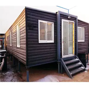 弧形屋顶20英尺现代木制小屋钢架集装箱房屋20英尺航运小型模块化预制房屋，带屋顶