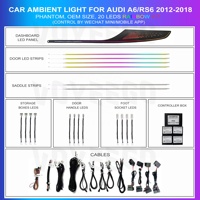 Luz ambiental para coche Voyeego, luz ambiental de buena calidad para Audi A6 y RS6 2012-2018, estilo Phantom con estampado de fibra de carbono