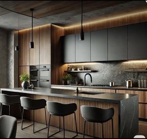 Meubles de cuisine modulaires de luxe modernes, construction en contreplaqué stratifié, design écologique, <span class=keywords><strong>pour</strong></span> appartement, usage complet - Product Image 3