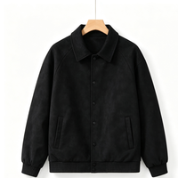 Blouson Bomber Homme en Daim à Col Montant, Fermeture Éclair, Design Patchwork, Imperméable, Coupe-Vent, Coupe Décontractée, Vêtement d'Extérieur Décontracté pour l'Automne