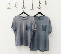 T-shirts personnalisés 100% coton délavé à l'acide, style vintage, à épaules tombantes, col rond, design délavé au soleil, effet usé, pour hommes