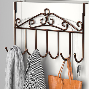 Wrought Iron Door <b>Hooks</b> Coat Rack Heavy Duty Bronze Rectangle <b>Hook</b> Type <b>Wall</b> Mount Storage Rack For Door Back Use - Product Image 1