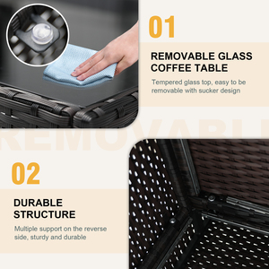 Ensemble <span class=keywords><strong>de</strong></span> meubles <span class=keywords><strong>de</strong></span> <span class=keywords><strong>jardin</strong></span> <span class=keywords><strong>en</strong></span> rotin imperméable pour la détente dans la cour, <span class=keywords><strong>salon</strong></span> <span class=keywords><strong>de</strong></span> <span class=keywords><strong>jardin</strong></span> moderne <span class=keywords><strong>de</strong></span> luxe - Product Image 4