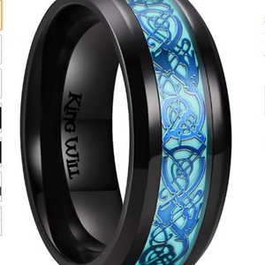 Anneau en acier titane pour hommes et femmes, nouvelle tendance européenne et américaine, fil rouge, blanc et argenté, 2023 - Product Image 5