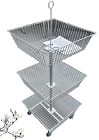Multifonction multicouche Largement utilisé Offre Spéciale le commerce de détail présentoir multi-sol pour magasin présentoir en fil métallique avec roues