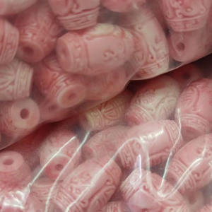 Piedra en polvo Rosa tallada de larga vida, cuentas de tambor con diseño de concha, SL0343, gran oferta - Product Image 3