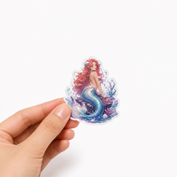 Autocollants personnalisés sirène anime, impression UV en relief, découpe, gaufrage, vernis 3D, vinyle PVC texturé, autocollants créatures fantastiques