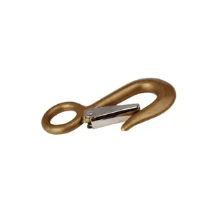 2311B Solid Brass Cargo/Trailer Hook With Safety Latch Spring Opening