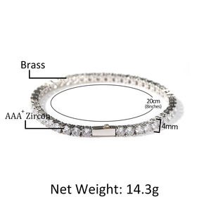 UWIN Hip Hop 3mm 4mm bracciale a catena <span class=keywords><strong>da</strong></span> Tennis CZ catena a <span class=keywords><strong>mano</strong></span> con fibbia a molla gioielli in Zirconia - Product Image 3