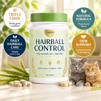 Complément Naturel Anti-Boules de Poils pour Chats – Comprimés à l'Herbe d'Orge pour Toutes Races – Soin Quotidien Facile à Administer – Lot de 100 Comprimés – Vrac – OEM