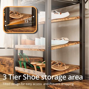 With Drawer, Industrial 5 in 1 <strong>Bench</strong> with Storage <strong>Shoe</strong> <strong>Rack</strong> Freestanding Home Organizer Entryway Hall Tree <strong>Coat</strong> <strong>Rack</strong> - Product Image 4