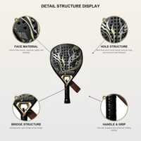 Raket Padel Ringan, Serat Karbon 3K Bentuk Berlian Paletas De Padel, Inti Lunak EVA Raquette De Padel, Peralatan Lapangan Padel