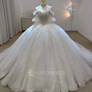 Robes de mariée à col cœur, épaules dénudées, dos lacé, broderie de perles, sequins, fleurs 3D de haute qualité Lsjj89 - Product Image 3