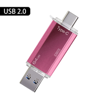 Memoria USB en Oferta, 8GB 16GB 32GB 64GB 128GB, Interfaz Dual Tipo-C y USB 2.0, Unidad Flash 2 en 1 (Negro y Azul)