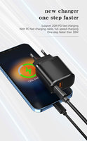 Miccell Portable 20W GaN PD Pengisi Daya Cepat Dual C USB-C Adaptor Dinding Kabel Retractable Ramah Lingkungan Lipat Elektrik