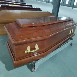 Cercueil européen en bois massif de couleur acajou fournitures funéraires cercueils et cercueils