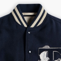Veste de baseball unisexe décontractée, style varsity, bleu marine et beige, avec empiècements brodés, réversible, personnalisable