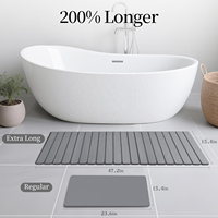 47x16 Inch Long Diatomaceous Earth Stone Bath Mat High Absorbency Foldable Bathroom Runner Mat Rugs Bathtub Mats