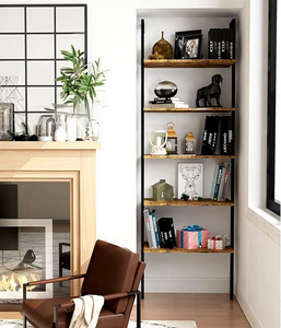 Étagère murale industrielle à 5 niveaux en bois, bibliothèque de 70,8 pouces, mobilier moderne pour la maison et le bureau - Product Image 4