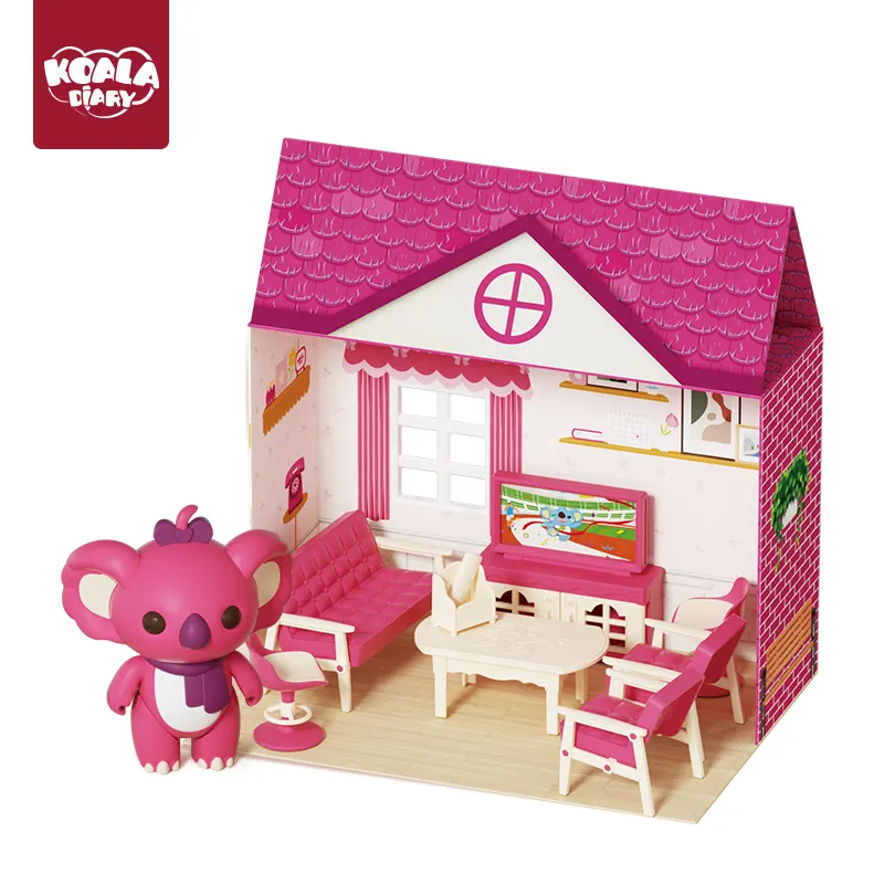 Koala Diary New Designer Dolls House Miniature Accessories Miniature Dollhouse with Doll, Mini Living Room Accessories for Kids