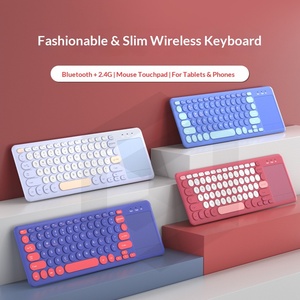 Clavier rétro à blocs de couleur, double mode 2.4G, clavier sans fil fin à mécanisme ciseaux <span class=keywords><strong>pour</strong></span> <span class=keywords><strong>ordinateur</strong></span> <span class=keywords><strong>portable</strong></span> et <span class=keywords><strong>tablette</strong></span> - Product Image 1