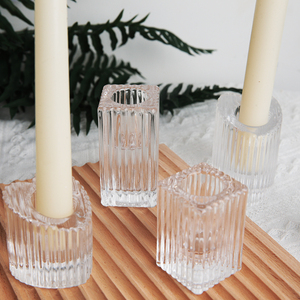 Nordic tempat lilin lancip kristal kaca bening kecil, dekorasi mewah untuk tengah meja Hari Valentine Pernikahan - Product Image 2