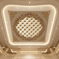 Papier peint de plafond personnalisé, Murale de plafond européenne en relief doré, Décoration de plafond de villa de luxe, Photo murale pour toit