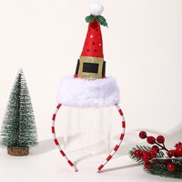 Bandeau de Noël en forme de bonnet du Père Noël pour femmes et enfants, avec garniture en polyester à paillettes de 13 cm, échantillon de haute qualité pour Noël