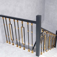 Balustres ovales et rectangulaires en aluminium noir et laiton doré de luxe haut de gamme LD-Metal pour la décoration des balcons de villas