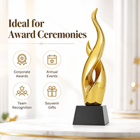 Trophée Flamme en Résine à Base Conique Noire pour Cérémonie de Remise des Prix Professionnels avec Gravure de Texte Personnalisée