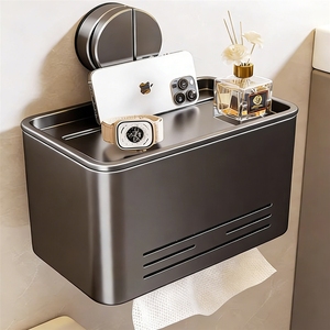 Ventouses de salle de bain, boîtes à mouchoirs, porte-rouleaux de papier toilette mural sans perçage, étagères de rangement - Product Image 3