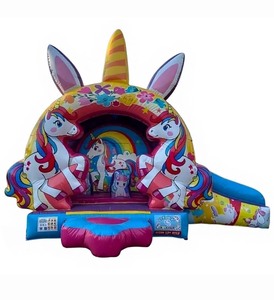 Château gonflable licorne magique avec toboggan humide et sec, château gonflable commercial, trampoline, château de saut - Product Image 3