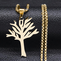 Collier pendentif Arbre de Vie creux en acier inoxydable avec chaîne serpent – Cadeau personnalisé tendance pour accessoires de mode unisexe