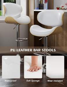 आधुनिक पु चमड़े के स्विचवेल बार मल सेट 2 समायोज्य बेंटवुड काउंटर बार्स्टमल ब्लैक फुटरेस्ट वापस रसोई भोजन के लिए - Product Image 4