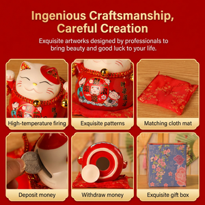 Figurine japonaise en céramique de porcelaine écologique émaillée de 4,5 pouces, chat porte-bonheur <span class=keywords><strong>Maneki</strong></span> <span class=keywords><strong>Neko</strong></span>, cadeau, tirelire pour la maison et l'hôtel - Product Image 6