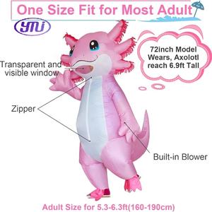 Costume gonflable de <span class=keywords><strong>salamandre</strong></span> mignon pour <span class=keywords><strong>adulte</strong></span>, mascotte Axolotl rose pour femmes et hommes, déguisement animal pour fête cosplay et costumes d'anime - Product Image 4