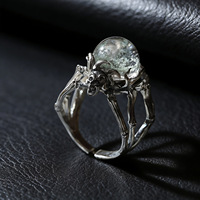 Bague Unisexe en Alliage de Verre Électroplaqué, Style Gothique Sombre, Punk Rétro, Nouveau Design Créatif Européen et Américain, Motif Araignée et Crâne, Personnalisation Prise en Charge