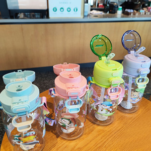 Zannuo Portable Cartoon Straw Cup 500Ml Double Wall Kids Water <b>Bottle</b> For Outdoor Use Student Gift With Bear Pattern - Product Image 3