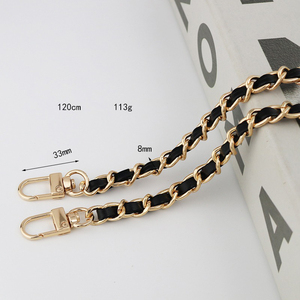 Cinturino per Telefono in Pelle Intrecciata, Catena per Borsa Fatta <span class=keywords><strong>a</strong></span> Mano, <span class=keywords><strong>Tracolla</strong></span> in Metallo Placcato Oro, Cordino per Telefono in PU 120cm - Product Image 6