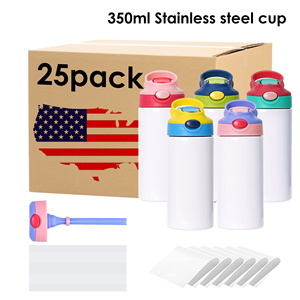 Magazzino USA 12oz 350ml di sublimazione bianco per bambini bianco per bambini Non affusolato bottiglie d'acqua per bambini etero - Product Image 3