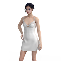Chemise de nuit sexy en dentelle respirante pour femme, col en V, sans manches, motif floral, longueur genou, pyjama importé, idéal pour la maison au printemps