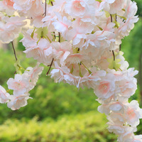 Guirnalda de Flores Artificiales de Cerezo de Alta Calidad, Decoración Colgante para Bodas, Banquetes y Techos