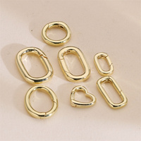 Composants de fermoirs à ressort en forme d'ovale/cœur en laiton plaqué or 18 carats pour la fabrication de bijoux faits à la main