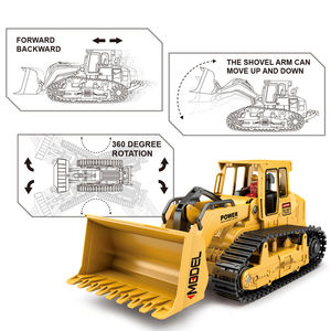 1/18 6CH Electric Plastic Radio Control Track Wheel Building Engineering Car Sound Music Light <strong>R</strong> <strong>C</strong> RC Construction <strong>Bulldozer</strong> Toy - Product Image 2