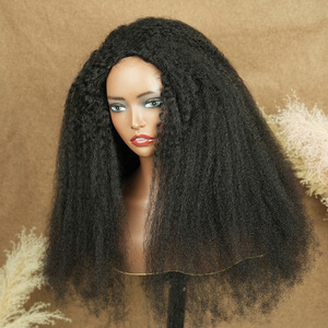 4B 4C Metade Peruca 100% Cutícula Alinhada Cabelo Humano Perruque Cordão Invisível Linha Fina <span class=keywords><strong>Afro</strong></span> Kinky Encaracolado 3 em 1 Metade Perucas - Product Image 3