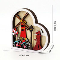 Sculpture en bois pour la Saint-Valentin Ornements en bois romantiques pour la décoration de la maison Décoration de table Cadeaux «Love» sur le thème pour les amoureux