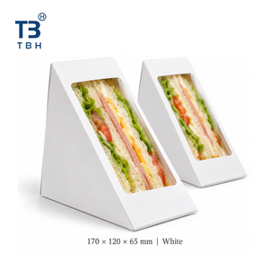 Boîte à sandwich triangulaire blanche avec fenêtre, conteneur alimentaire jetable pour café, bureau, cantine, buffet, support OEM ODM - Product Image 2