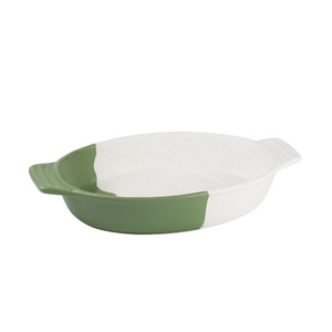 En gros En Vrac Designs Porcelaine Ensemble de Cuisson Vert Blanc En Céramique Plats Gratinés avec Poignées - Product Image 1
