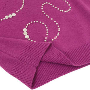 <span class=keywords><strong>Pull</strong></span> en tricot à col rond personnalisé, rose fuchsia, orné de perles irrégulières et de motifs floraux, <span class=keywords><strong>pull</strong></span> en tricot décontracté pour femmes - Product Image 4