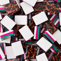 160 pièces de Mahjong américain en acrylique, motif écaille de tortue, avec supports transparents